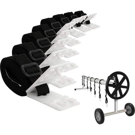 Enrouleur Bache Piscine - Kit de Fixation pour Bâche Solaire de Piscine - 8 Sangles de Fixation pour Bâche Solaire (1/5)