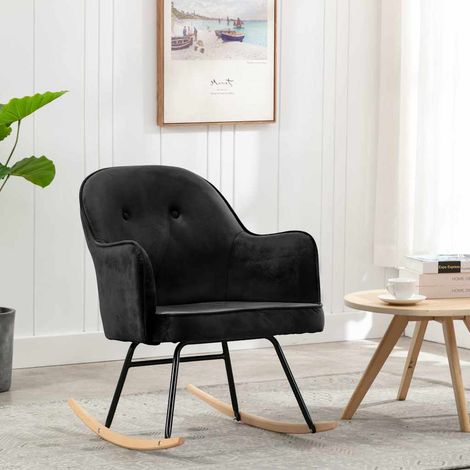 vidaXL Silla mecedora de terciopelo negro (1/4)