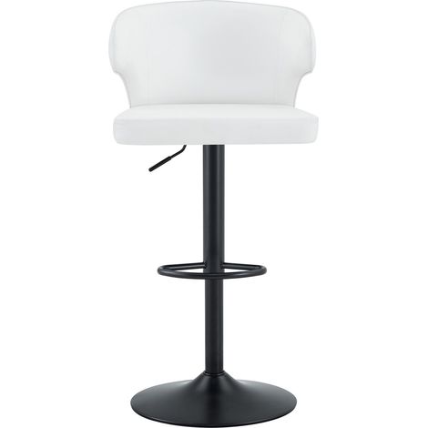 Lot de 2 tabourets de bar blancs en cuir régénéré, réglables, pivotants à 360°, avec dossier, repose-pieds et base large antidérapante – CHICFURN (1/5)