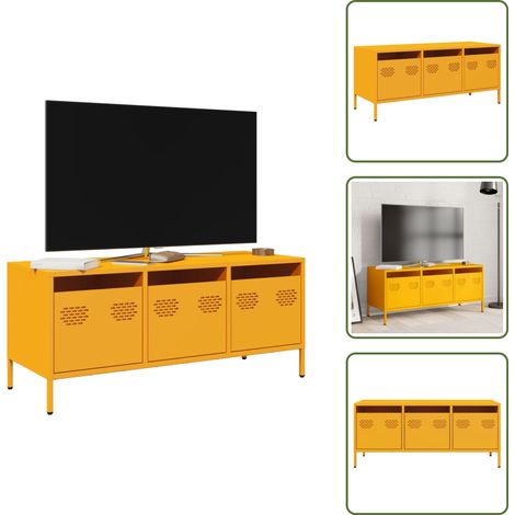 TV-Schrank Senfgelb 101,5x39x43,5 cm Kaltgewalzter Stahl - TV-Schrank - TV-Schränke - TV-Ständer - TV-Möbel (1/5)