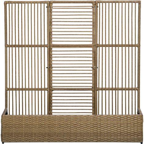 Polyrattan Hochbeet Mit Rankgitter, Blumenkasten, Pflanzenkasten, Blumenbeet, Für Garten, Balkon, Sand, 103 X 103 X 29 Cm