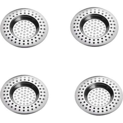 Lot de 4 crépines d'évier en acier inoxydable - Crépine de douche et attrape-cheveux - Évacuation rapide (1/5)