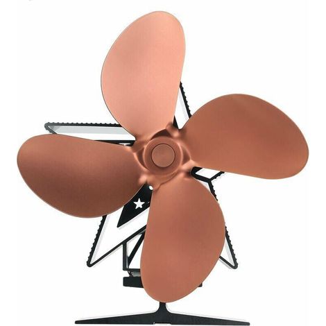 Ventilateur De Cheminee A Conduction Thermique A 4 Pales, Protection De L'Environnement Et Economie D'Energie, Couleur Bronze (1/5)