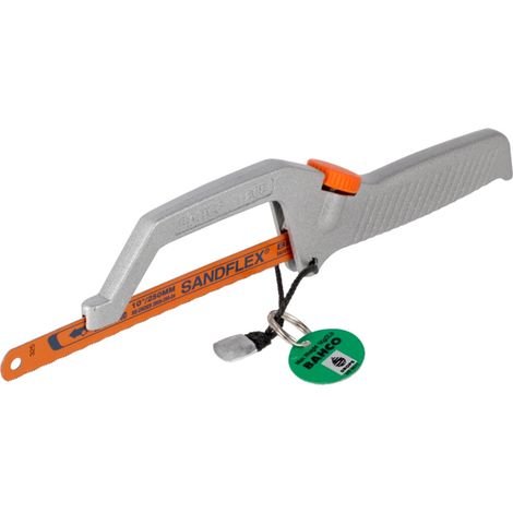 Bahco Mini-Bügelsäge mit Sandflex Bi-Metall-Sägeblatt und Kevlar Fangleine 330 mm (1/3)
