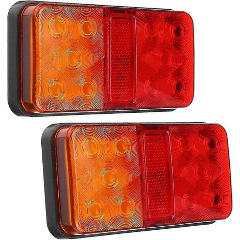 Set mit 2 wasserdichten 12V 10 LED-Rückleuchten für LKW, Anhänger, PKW, Blinker, Bremslicht, Bootsrücklicht
