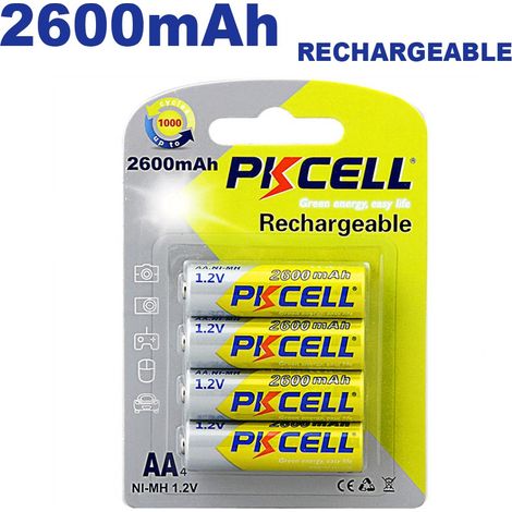 4 Wiederaufladbare Batterien AA2600mAh 1.2V PKCell (Einheit) (1/4)
