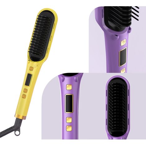 1 Brosse lissante,chauffage PTC,réglages température,anti-brûlure,cheveux tous types (1/5)