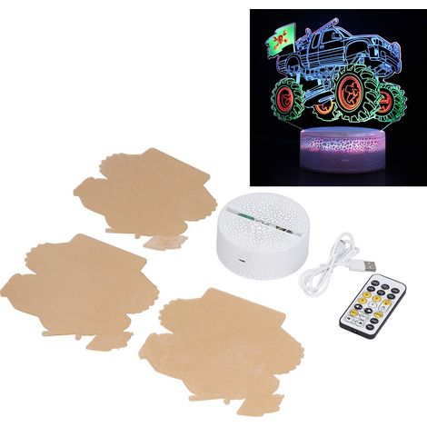 Einstellbare Farbe, mehrere Farbwechselmodi, Fernbedienung, 3D-Touch-Nachtlicht mit sieben Farben, Geschenkspielzeug, Serie mit großen Rädern (1/5)