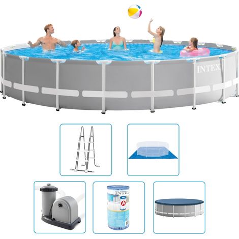 Piscine Intex Prism Frame - 610 x 132 cm - Ronde - Avec pompe de filtration + accessoires