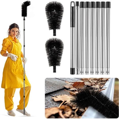 Outils de Nettoyage Télescopiques de Gouttière, 320cm Brosse de Nettoyage de Gouttière, Nettoyage Gouttiere Toit (1/5)