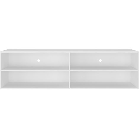 Meuble TV à 4 étagères ouvertes coloris Blanc Neige - Longueur 175 x Hauteur 48 x profondeur 36 cm (1/4)