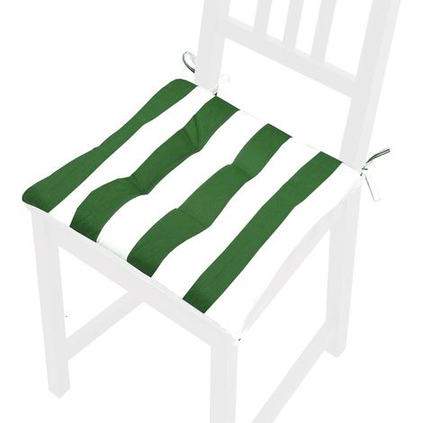 Cuscino Sedia Cotone A Righe Morbido Imbottito Universale Coprisedia Casa Lavabile - Verde