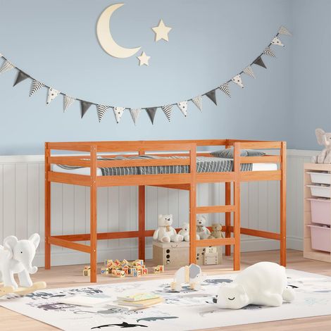 Loft Bed Wax Brown 90 x 190 cm Solid Pine Wood vidaXL (1/5)