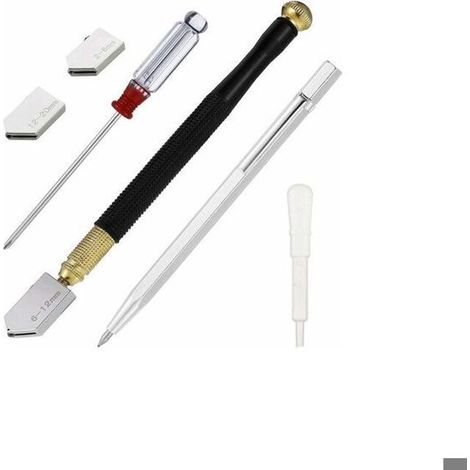 6pcs Coupe-verre professionnel – 3 lames tungstène interchangeables – Avec système lubrification – pour verre, miroir, mosaïque (1/4)