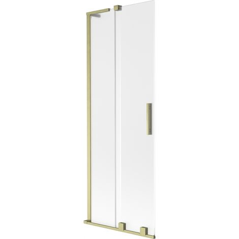 Mexen Velar L pare-douche baignoire 2 battants coulissants 75 x 150 cm, givré, or brossé - 896-075-003-31-55 (1/2)