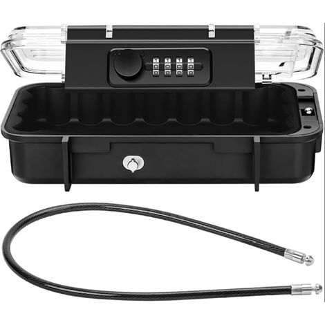 Coffre-fort Portable avec câble métallique antivol pour plage, camping, salle de sport, bureau, hôtel (1/5)