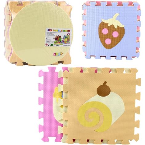 Weiche Puzzlematte mit Früchten und Süßigkeiten, 16-teilig