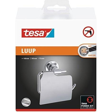 Tesa Portarrollos de papel higiénico cromado fácil de instalar