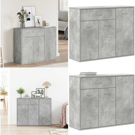 Buffet Gris béton 88x30x70 cm Bois d'ingénierie - Buffet Gris - Meuble Rangement - Armoire Entrée - Commode Moderne - Mobilier Salon - Home & Living (1/5)