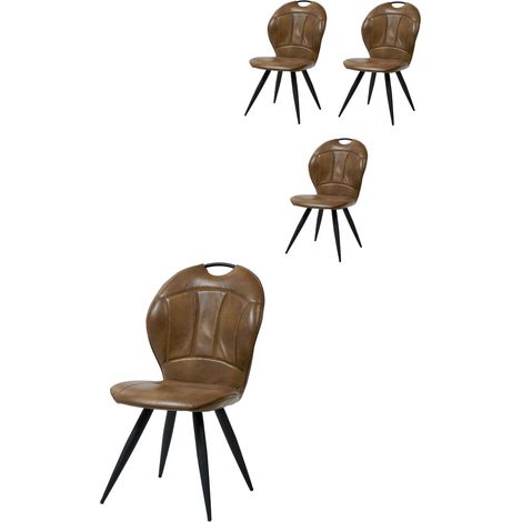 Chaise de salle à manger moderne en PU marron (lot de 4) Lombardie (1/5)