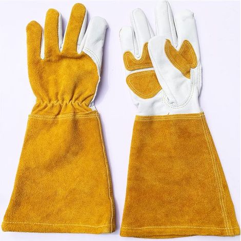 Paire de gants de jardinage en cuir – Anti-morsure – Anti-perforation – Manchette allongée – Unisexe (1/5)