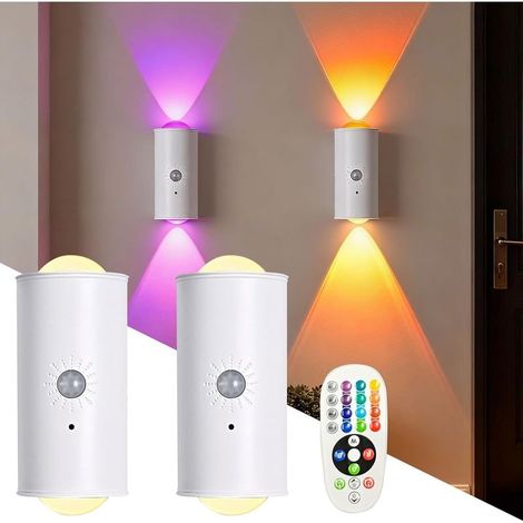 Lot de 2 veilleuses LED intelligentes avec détecteur de mouvement et batterie, applique murale magnétique, éclairage d'escalier avec détecteur de mouvement rechargeable pour chambre (1/5)