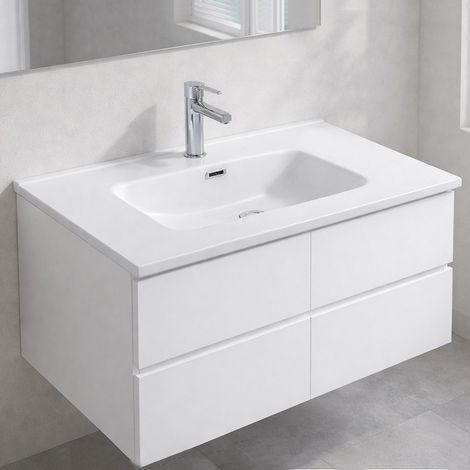 Lavabo da appoggio 1 vasca in ceramica per bagno bianco lucido 91x46,5 – Modello LAV9080S (1/5)