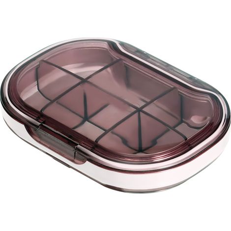Boîte à pilules portable mini transparente rose, distributeur de médicaments de voyage, boîte de rangement alimentaire étanche, grand format, pour maison et déplacements (1/5)