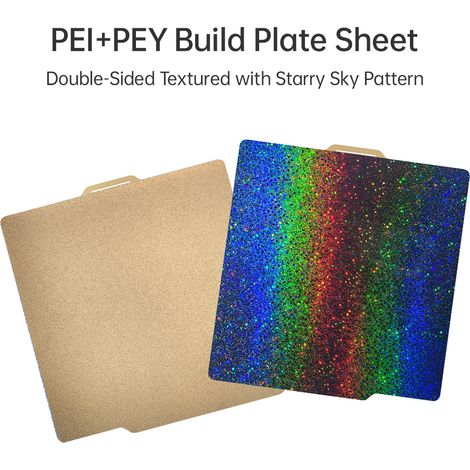 PEI+PEY 3D-Druckbettplatte, 257 x 257 mm, doppelseitig strukturierter Federstahl mit Sternenhimmelmuster, abnehmbare weiche Oberfläche, kompatibel mit Bambu Lab X1/X1C/X1E/P1P/P1S/A1, stabile Formgebu
