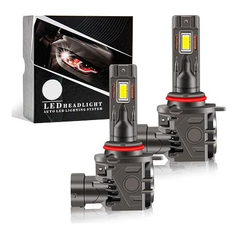 9012 LED Bulbs, 10000LM 60W 6500K Xenon White Bulbs 9012 HIR2 LED, All-in-One 9012 Car Headlights, 9012 Replacement Halogen, Plug and Play Wireless Conversion Kit, 2PCS (1/5)