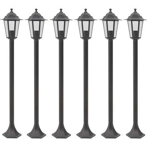 Juego de 6 luces de jardín funcionales con estaca 110 x 19 cm aluminio bronce 020045887 (1/5)