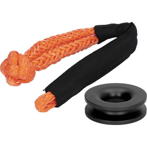Anneau de traction en alliage d'aluminium avec corde en nylon, kit de dépannage véhicule, shackle souple, noir, 4 pièces (1/5)