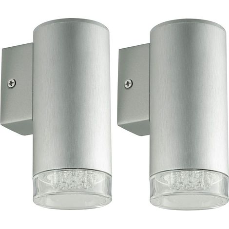 Wandlampe Wohnzimmerleuchte LED Wandleuchte aufwärts Schlafzimmerlampe, Aluminium gebürstet Kunststoff klar, 1W 212lm neutralweiß DxH 6x15 cm, 2er Set (1/5)