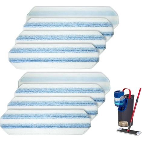 Adecuado para el sistema de trapeador plano Vileda H2prO/O-Cedar H2prO, paquete de 8 almohadillas de repuesto, lavables a máquina/reutilizables, eficaces en madera dura, azulejos, vinilo, mármol y más (1/4)