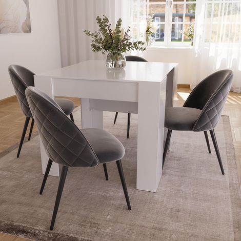 Set di 4 Sedie Imbottite Da Pranzo Ufficio In Velluto Sedia Con Gambe In Metallo Con Schienale Seduta Comoda Per Soggiorno Salotto Camera Design Goodsprings 43 x 47.5 x 80 Cm (Verde) - Colore: Grigio