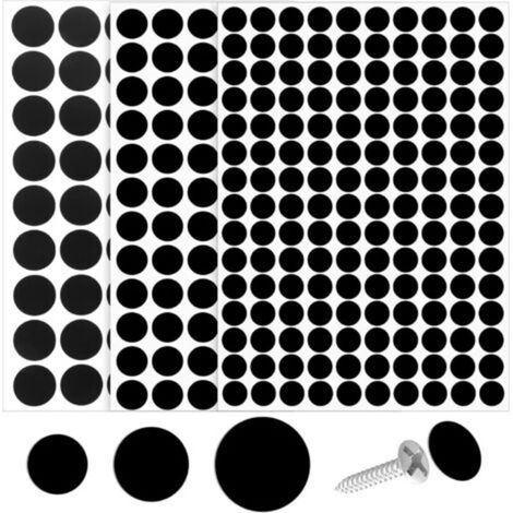 290pcs Dustproof PVC Self-Adhesive Screw Covers for Furniture, Wood Screws, Wall, Cabinet, Desk, Wall - 12mm, 15mm, 21mm (Black) (1/5)