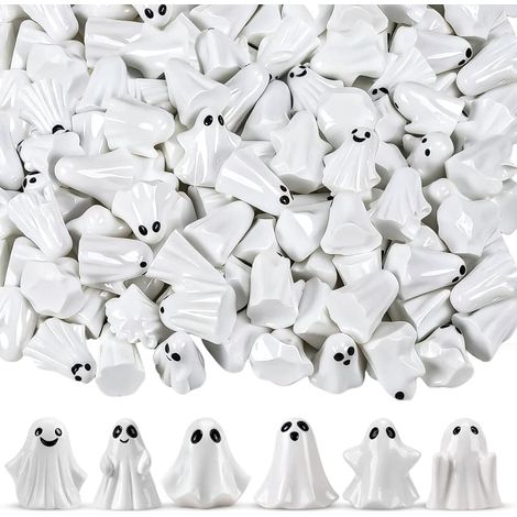 Mini figurine di fantasmi in resina di Halloween da 60 pezzi, decorazioni spettrali da tavolo per feste in casa o case stregate (1/5)