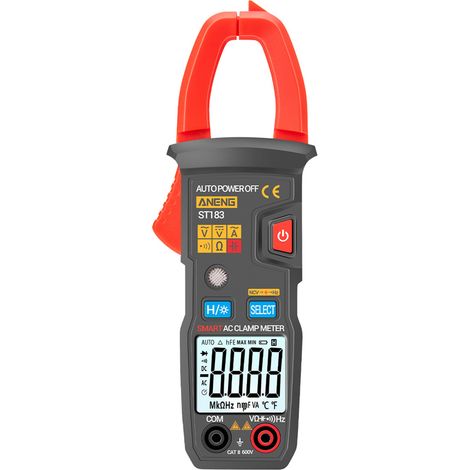 Pince multimètre numérique ANENG ST183 6000 points, 600A AC auto-range, test NCV, rétroéclairage, mesure tension AC/DC, courant AC, résistance, fréquence et capacité (1/4)