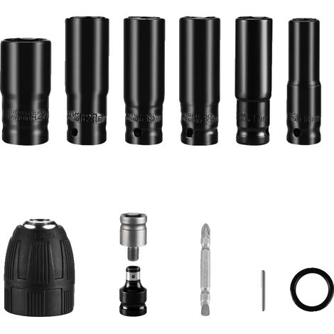 Kit de douilles pour clé à chocs, métal durable, options de fixation polyvalentes, Ensemble de 12 pièces (1/2)