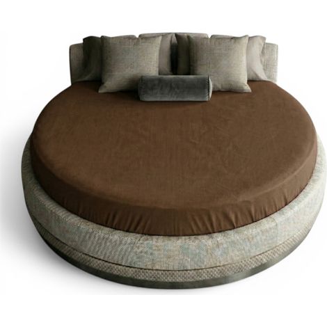 Tex Family Drap rond bas 100 % coton fait sur mesure – Élastique rond à 360° – Ø180–240 cm – matelas jusqu'à 35 cm Moro (1/5)