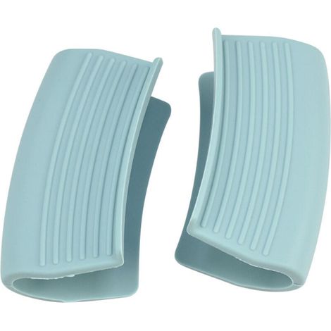 Paquete de 2 protectores de silicona resistentes al calor para mangos de ollas y sartenes - Azul nórdico (1/4)