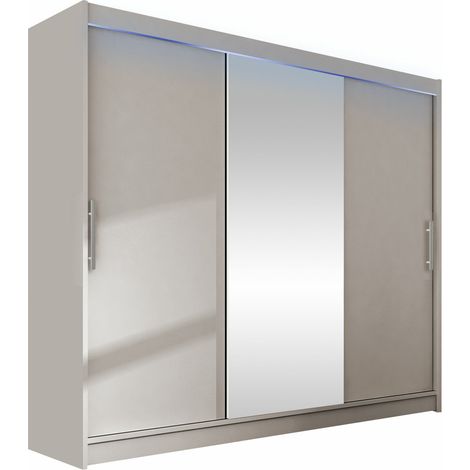 Armario Closico Ordo I, Cachemira, 215x250x58cm, Puertas de armario: Correderas, Número de estantes: 9, LED