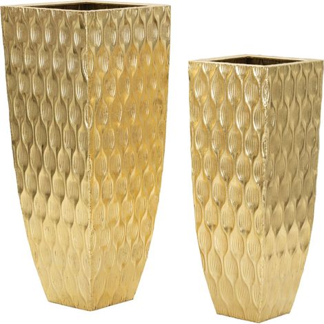 Lot de 2 Cache-Pots Design "Scaglia" 100cm Or (1/5)