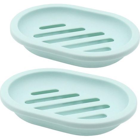 Set di 2 portasapone con scolapiatti, supporto per sapone, salva sapone, facile da pulire, asciuga, impedisce al sapone di inzupparsi (verde) (1/5)