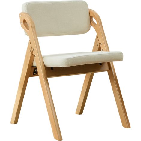 CHICFURN Set de 2 sillas plegables de haya con asiento acolchado beige, respaldo reforzado y patas antideslizantes, ideales para comedor, cocina, invitados y exterior (1/5)