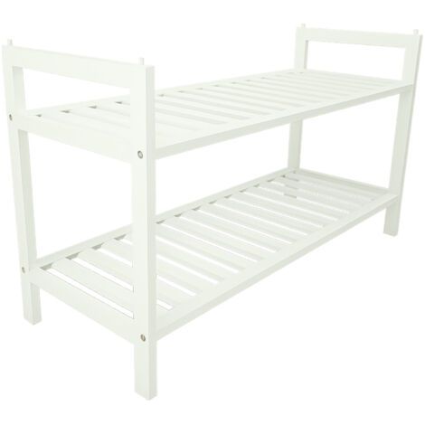 Étagère à chaussures en bambou blanc 70×27×40,5 moderne et industrielle SRB34 Begryf (1/5)
