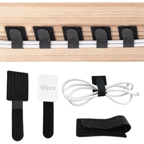 60 serflex adhésifs, passe-câbles mural, TV/PC/Ethernet, noir  60 attaches auto-adhésives, sans outils, forte adhérence, sans résidu, pour câbles TV, PC, Ethernet, mural, maison (1/5)