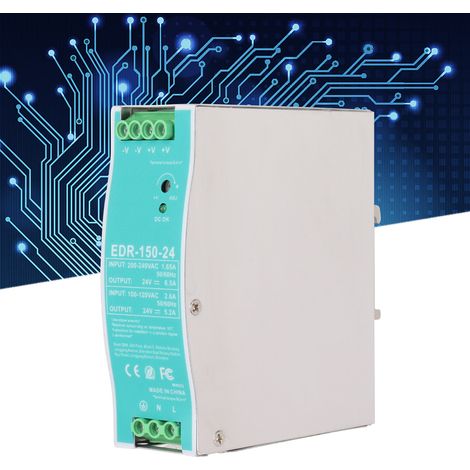 Alimentation à découpage sur rail EDR-150-24, alimentation CC sur rail, alimentation sur rail ultra-mince, 100-240 V CA (1/5)