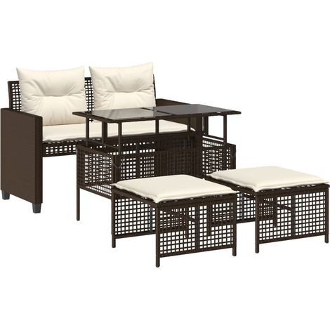 Maison Exclusive - Set Divano da Giardino 4 pz Cuscini Marrone Polyrattan e Vetro