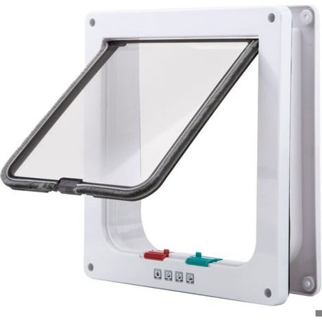 Chatière Magnétique Verrouillable - 4 Modes - Blanc - 19x19 8 Cm - 1 Pièce (1/4)